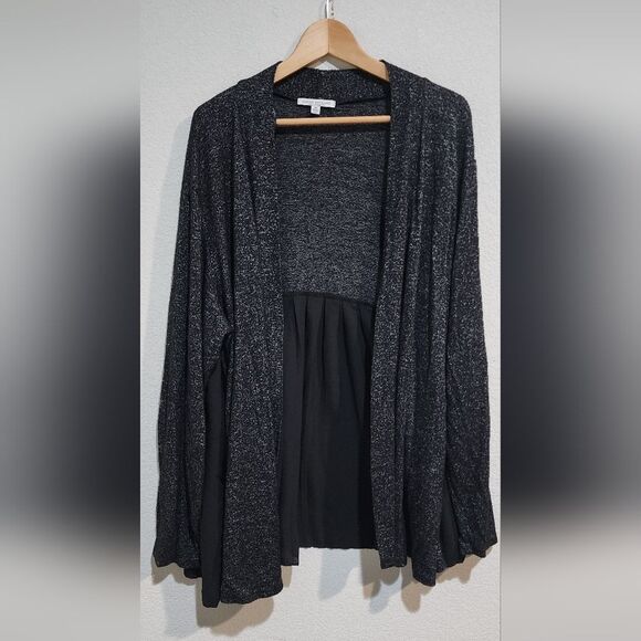 Green Envelope Women Knit Waterfall Black Open Duster Cardigan Sweater Women 3X - Picture 1 of 3